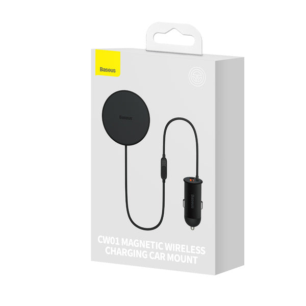 حامل هاتف سيارة مغناطيسي باسياس CW01 للشحن اللاسلكي 40W باللون الأسود