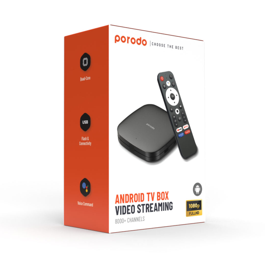 Porodo Android TV Box Video Streaming Unlimited Streaming