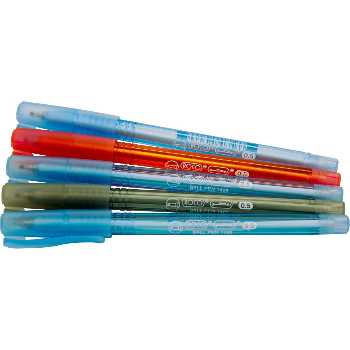 Roco 1425 Dry Ink Pen Assorted Ink 0.5 Mm Ballpoint 5 Pieces