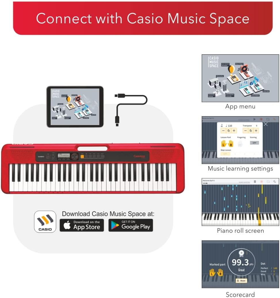 Casiotone CT-S200 Digital Keyboard 61 Keys - Red