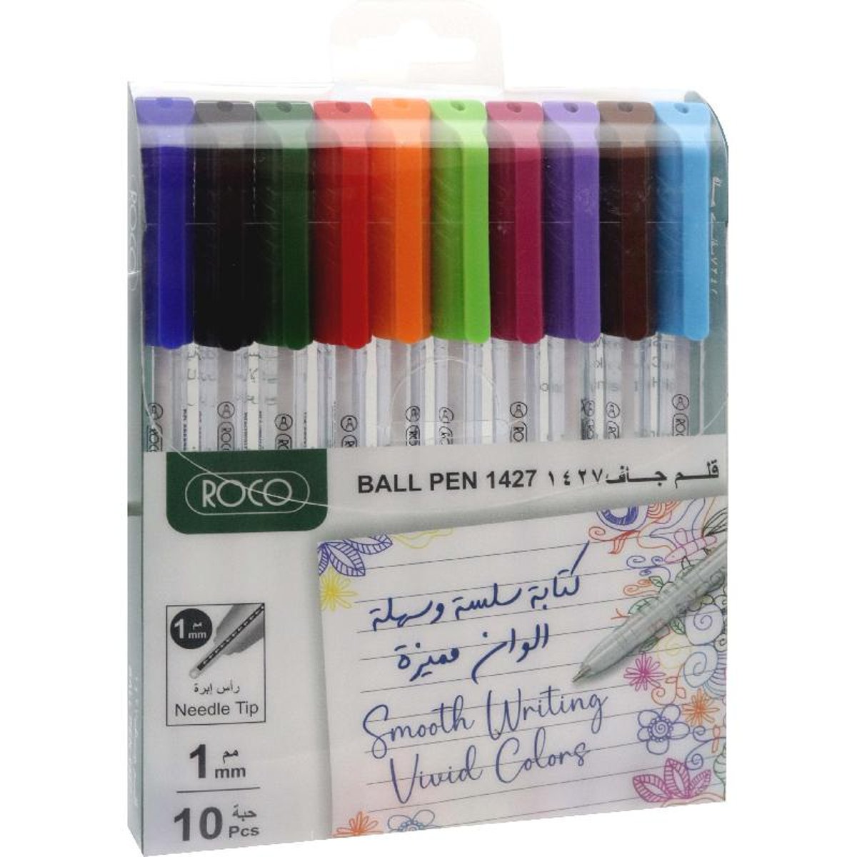 Roco 1427 Dry Ink Pen Assorted Ink 1 Mm Ballpoint 10 Pens