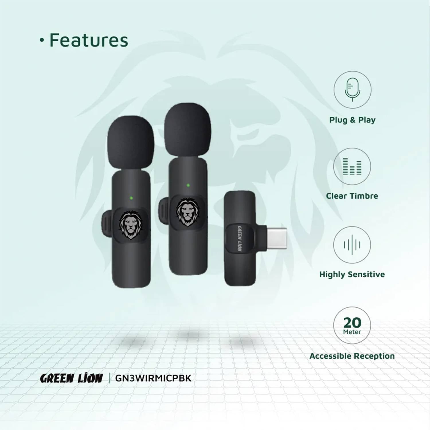 Green Lion 3 In 1 Wireless Microphone