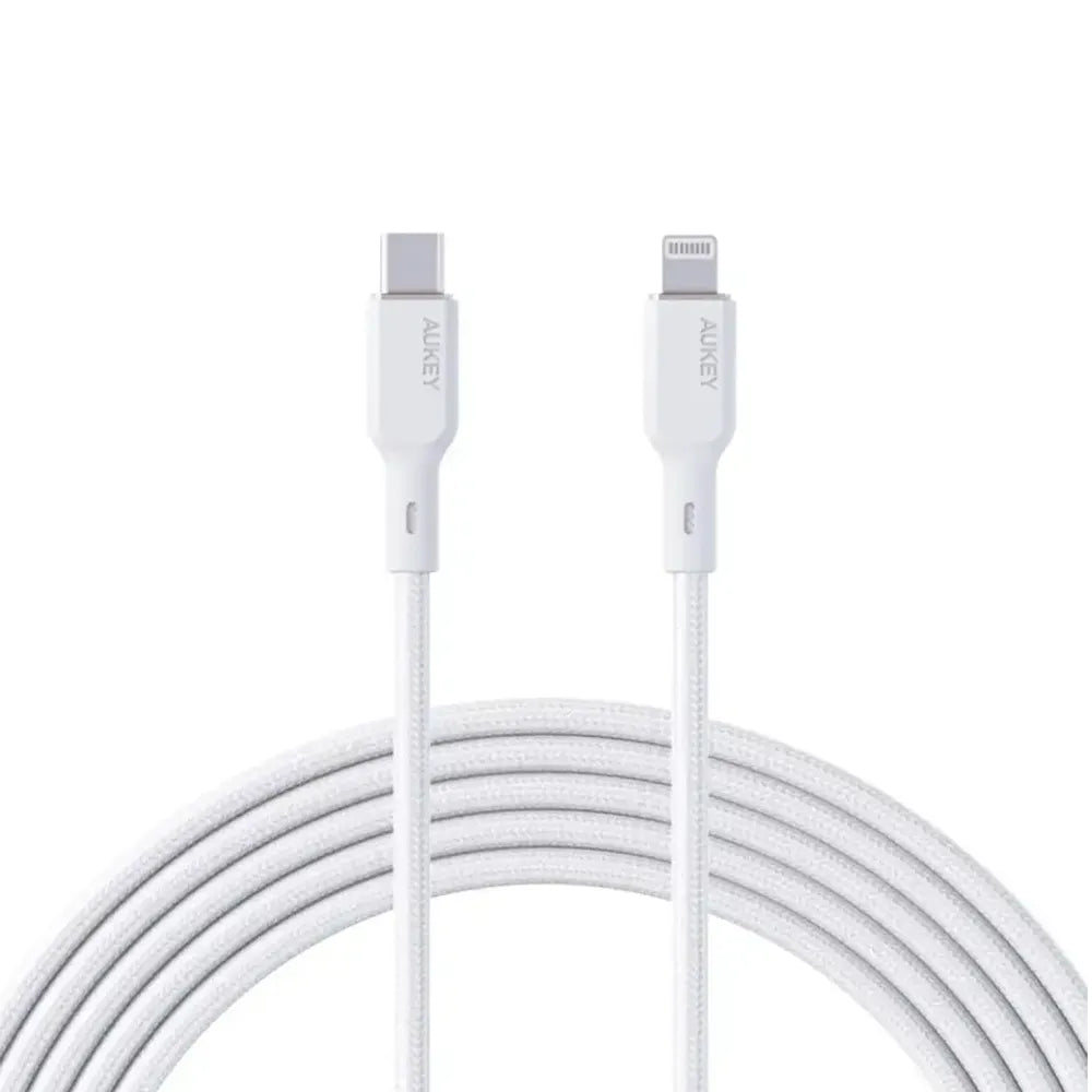 AUKEY Braided Nylon Charge MFI USB-C To Lightning 1m White