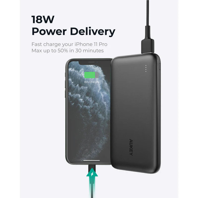 AUKEY Power Bank 20W PD 10,000 mAh & USB-C White