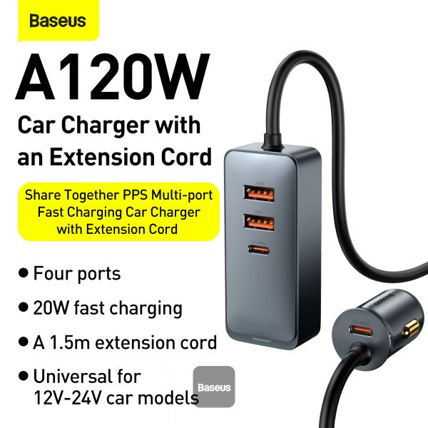 Baseus Share Together PPS multi-port car charger GRY
