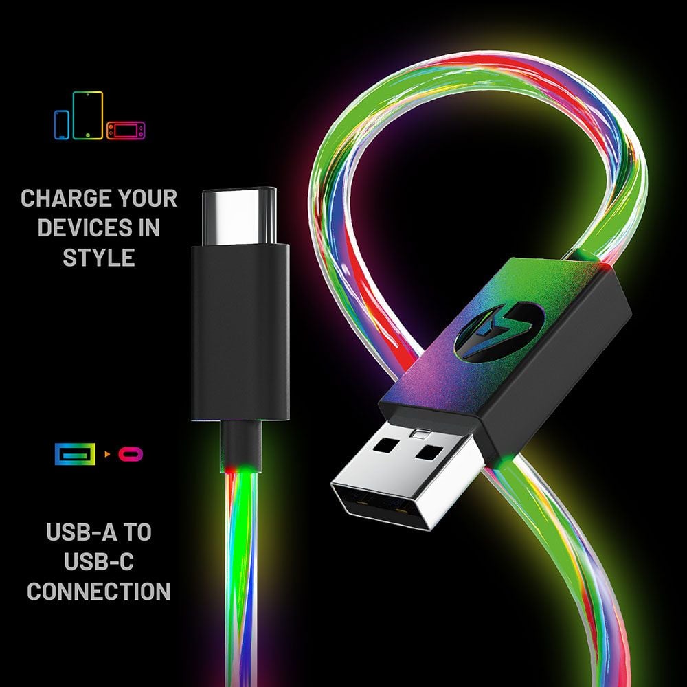 كابلات شحن مضيئة 4Gamers متعددة الصيغ - حزمة من كابلين 2 متر