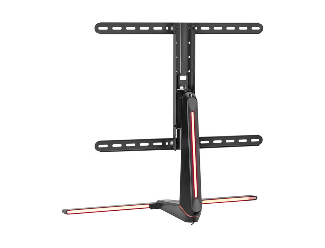 GAMEON RGB Lighting Gaming Table Top, Stand And Mount For Gaming And Office Use, 37" - 65", Each Arm Up To 40 KG, Black