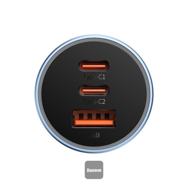Baseus Golden Contactor Pro Triple Car Charger 65W U+C+C BLU