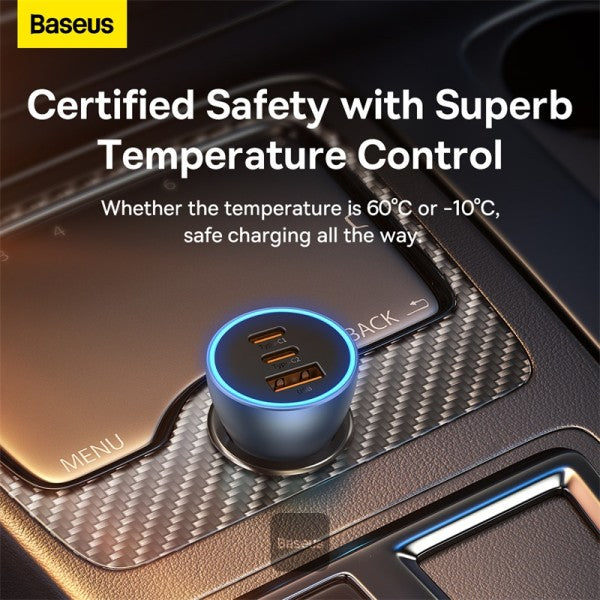 Baseus Golden Contactor Pro Triple Car Charger 65W U+C+C BLU