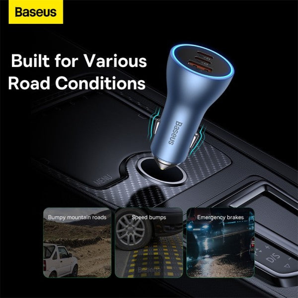 Baseus Golden Contactor Pro Triple Car Charger 65W U+C+C BLU