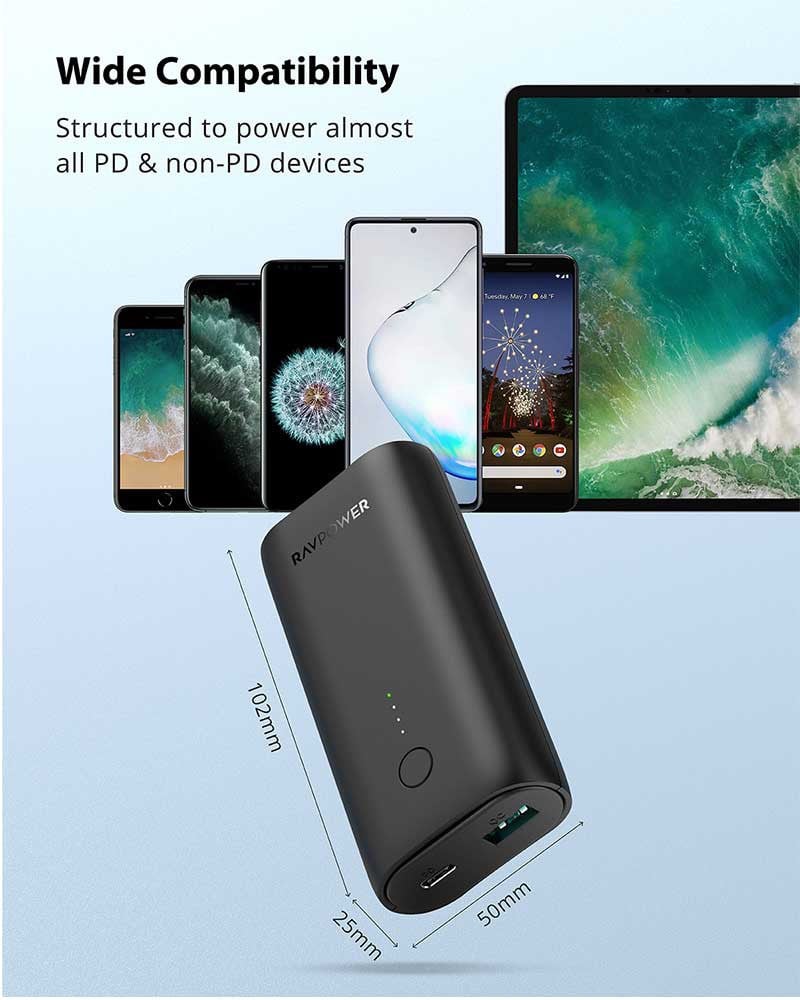 RAVPower RP-PB205 10000mAh PD 20W+QC 18W Power Bank Black