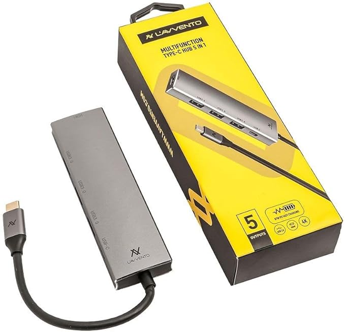 L'AVVENTO (US015) Type-C Hub 5in 1-3 USB 3.0, HDMI 4K 87W PD Power Output