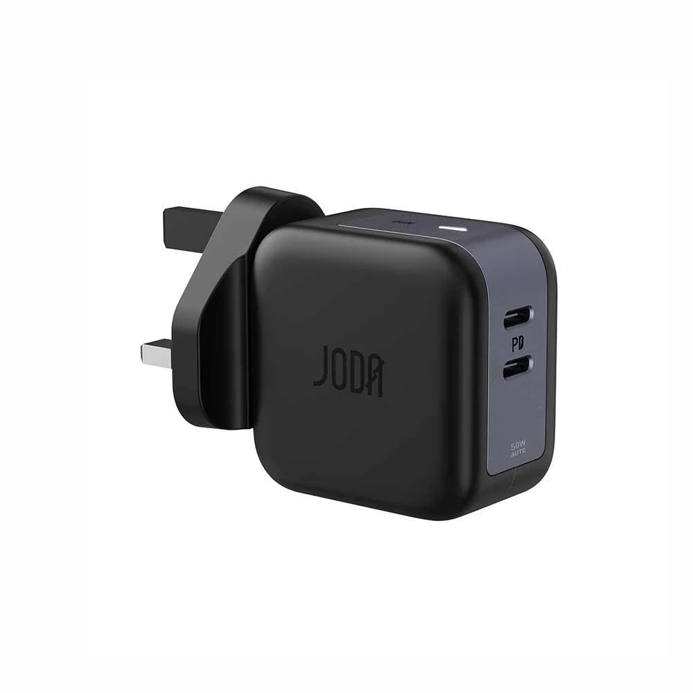 JODA 50W USB-C 2-Port GaN Wall Charger Black