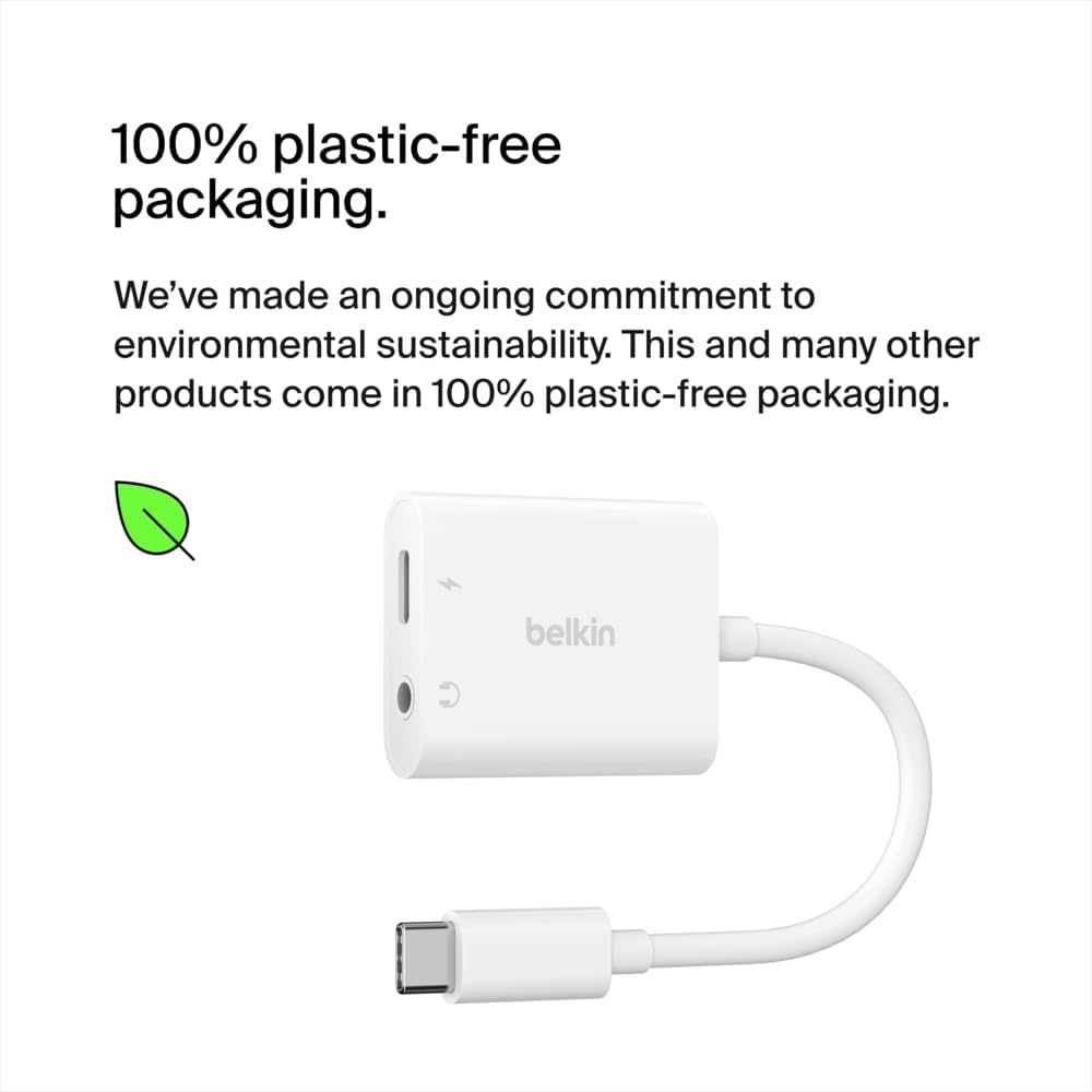 بيلكين - محول روكستار 1X 3.5مم صوت 1X USB-C شحن - أبيض
