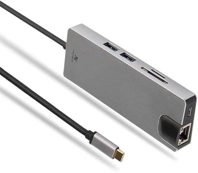 L'AVVENTO (US017) Type-C Hub 8in 1-2 USB 3.0, HDMI 4K, VGA, TF Card, RJ45-87W PD Power Output