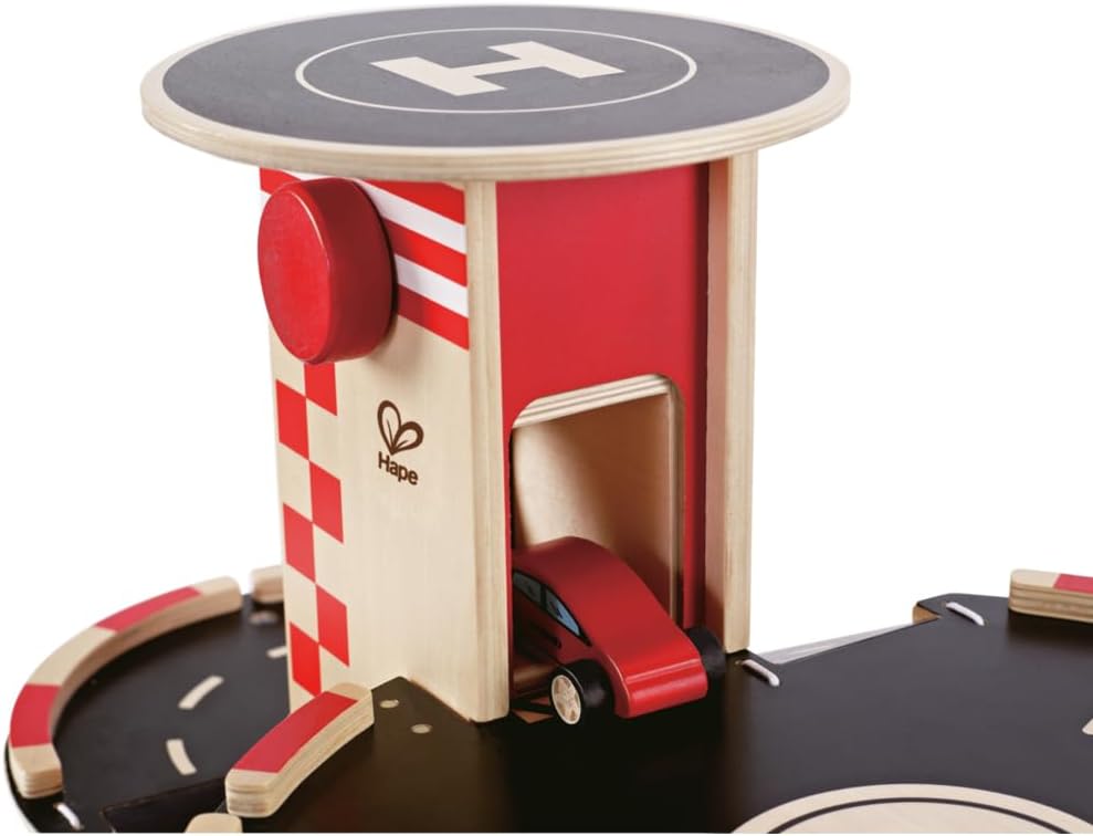 Hape Park and Go Kids Wooden Toy Car Garage Playset