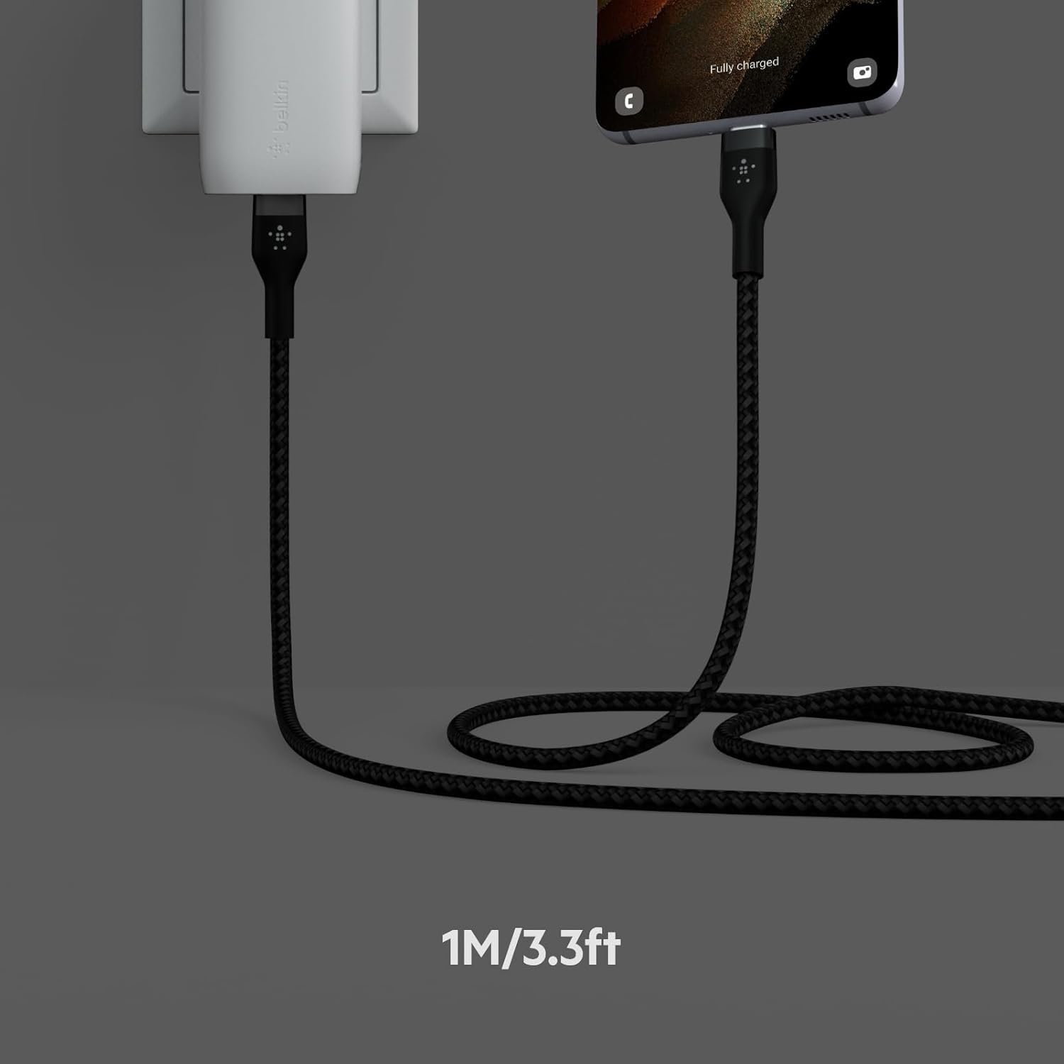 بيلكين - كابل USB-C إلى USB-C سيليكون مضفر 2.0 1م 2 قطع - أسود / أبيض