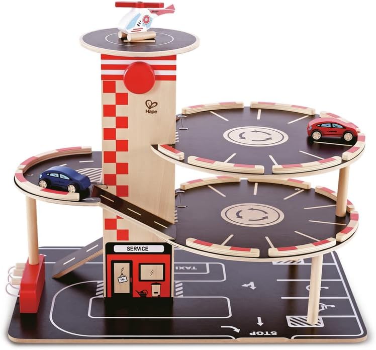 Hape Park and Go Kids Wooden Toy Car Garage Playset