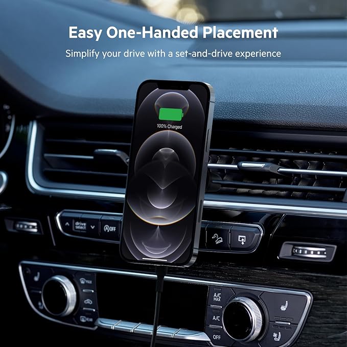 BELKIN CAR CHARGER - 10W - MAGNECTIC - CLA INCLUDED - BLACK