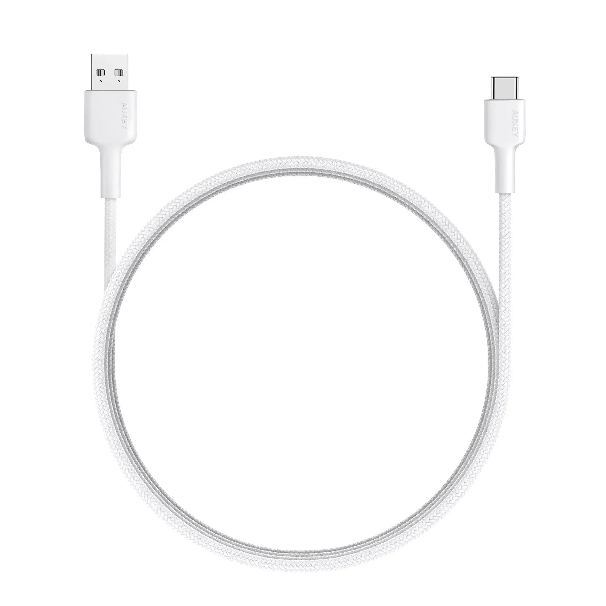 AUKEY Braided Nylon Charge USB-A To USB-C cable 0.9m White