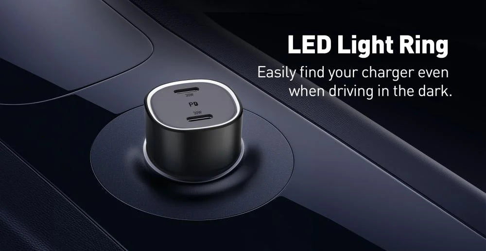 JODA 60W USB-C 2-Port Car Charger Black