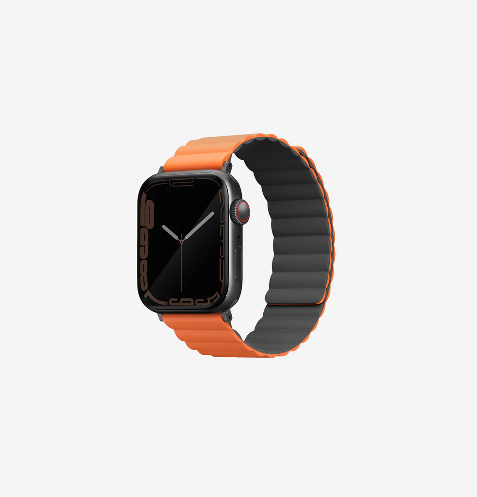 UNIQ REVIX REVERSIBLE MAGNETIC APPLE WATCH STRAP 45/44/42MM - CHARCOAL GREY/ORANGE