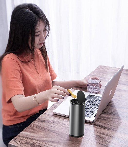 سلة مهملات باسياس ستايل جنتلمان المركبة باللون الرمادي