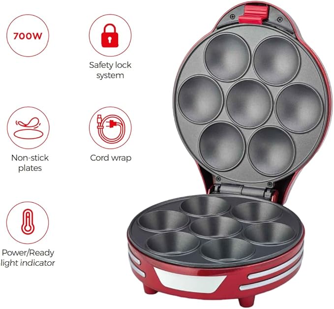 ARIETE 0188 MUFFIN & CUP CAKE MAKER RED PARTY TIME