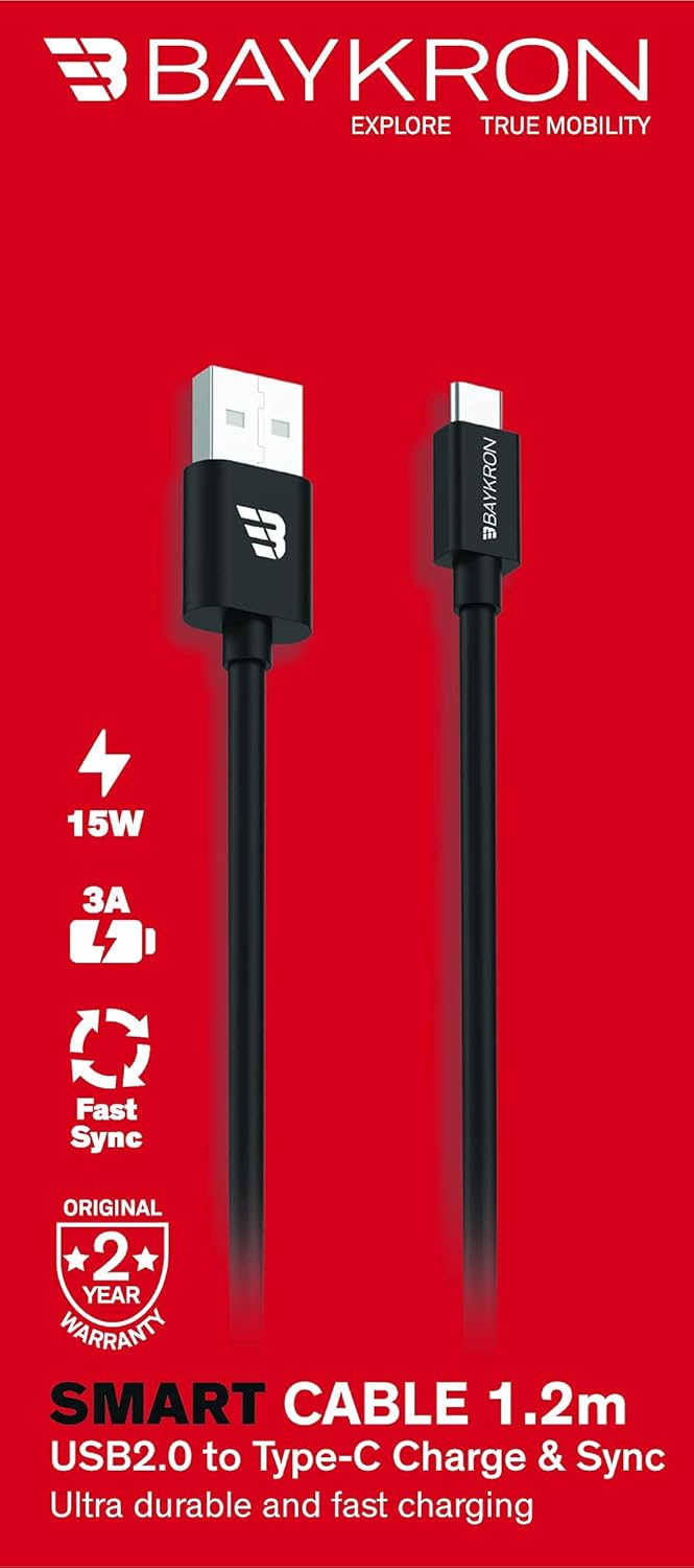 USB A to USB Type C Cable, 3A , 1.2 Meter,TPU, Black