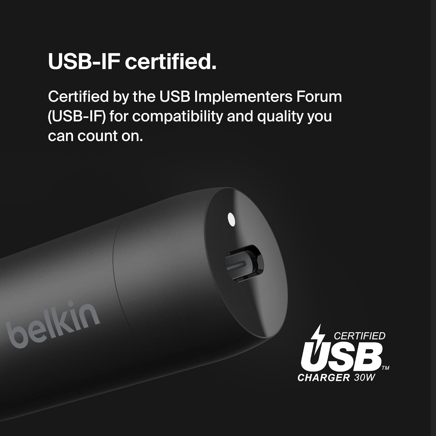 بيلكين - شاحن سيارة 30W USB-C إلى USB-C مع كابل 1م مرفق - أسود