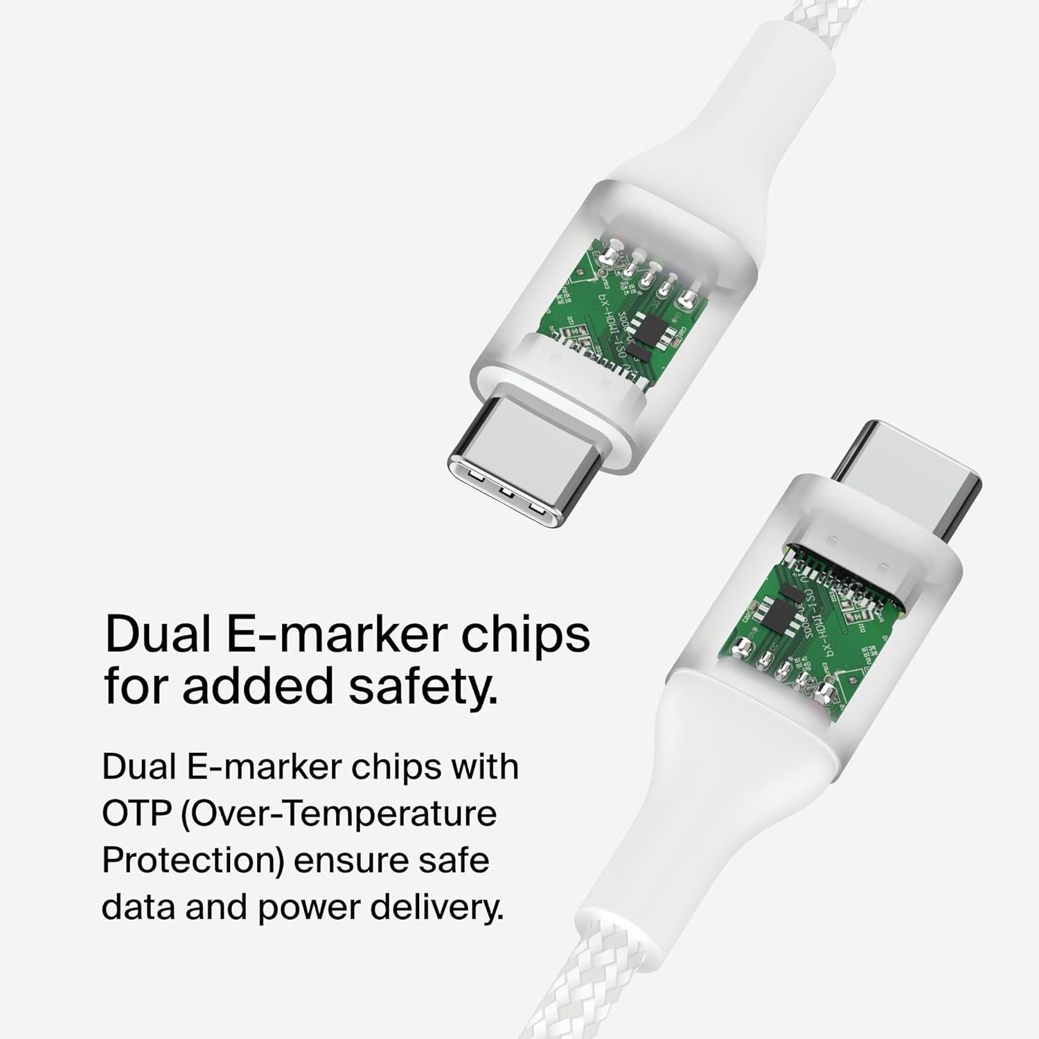 بيلكين - كابل - C إلى C - مضفر - 240W - 1م - أبيض