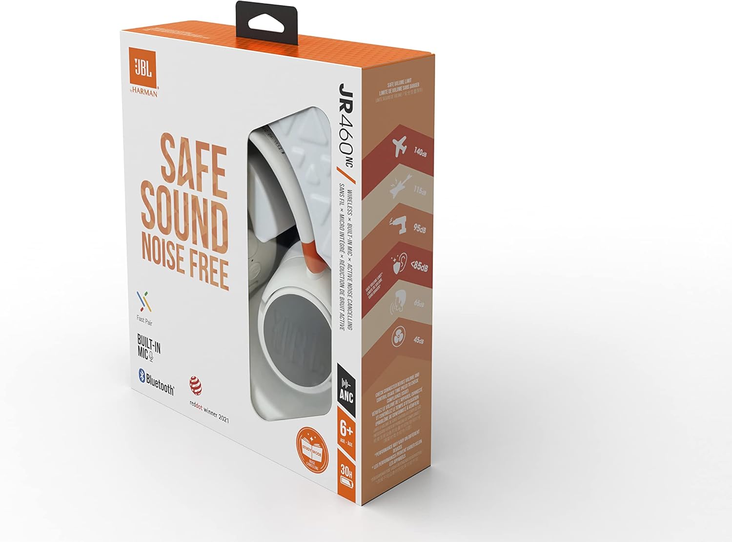 JBL JR460NC Wireless Over-Ear Kids Headphones White