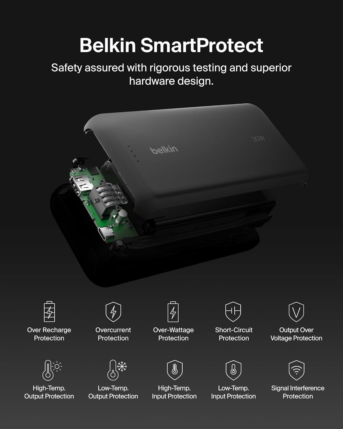 Belkin - Powerbank - 20K - 30W - W/ Integrated Cable - Black