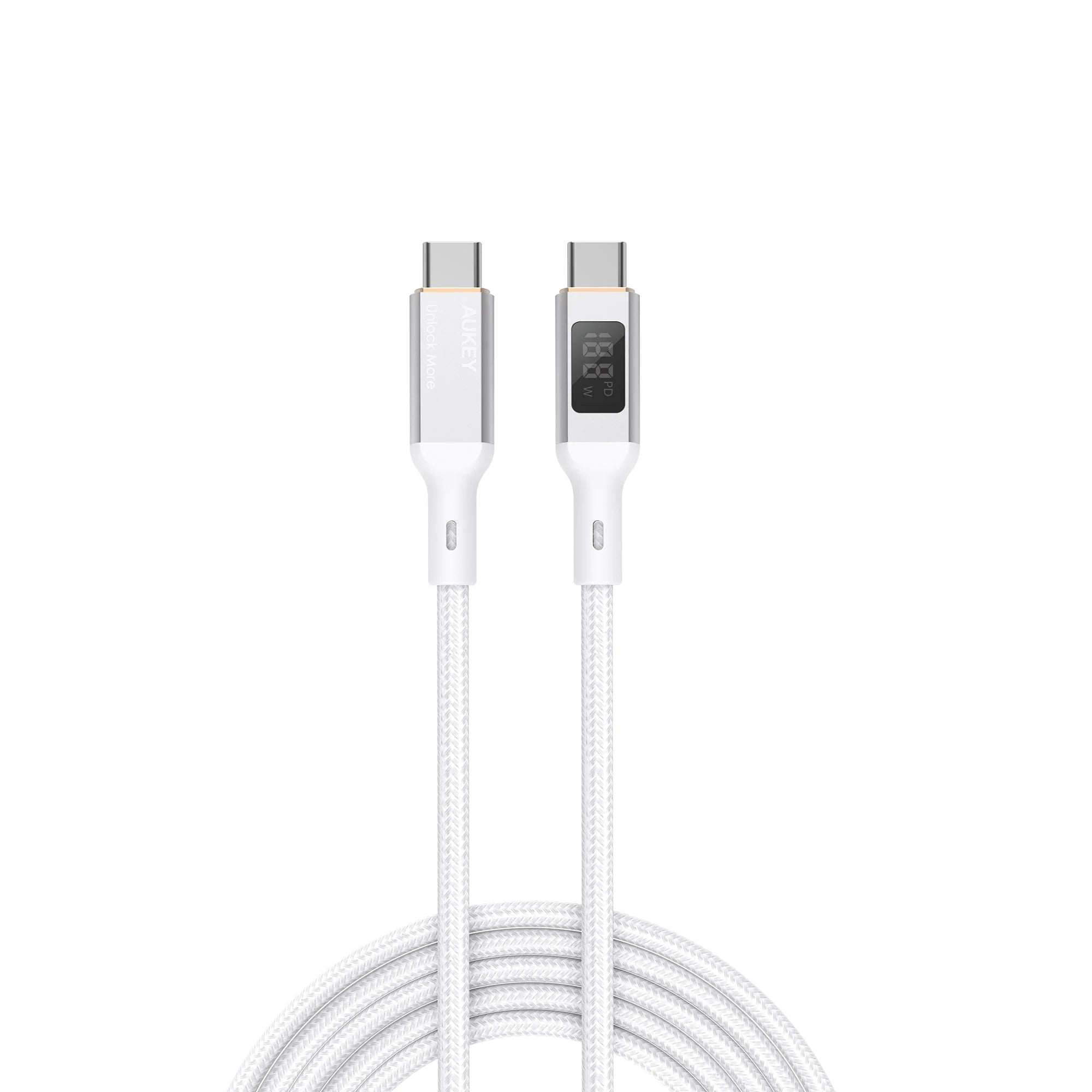 AUKEY 100W PD Nylon Braided USB-C with LCD 1.8M BLK