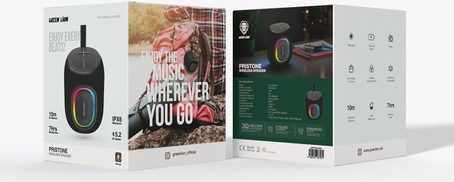 Green Lion Pristone Wireless Speaker BLK