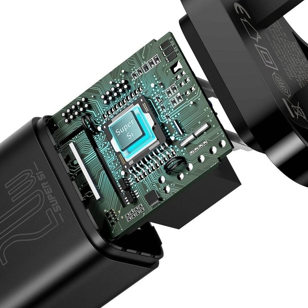 شاحن سريع Baseus GaN5 Mini منفذ واحد 20 واط، أسود (المملكة المتحدة)