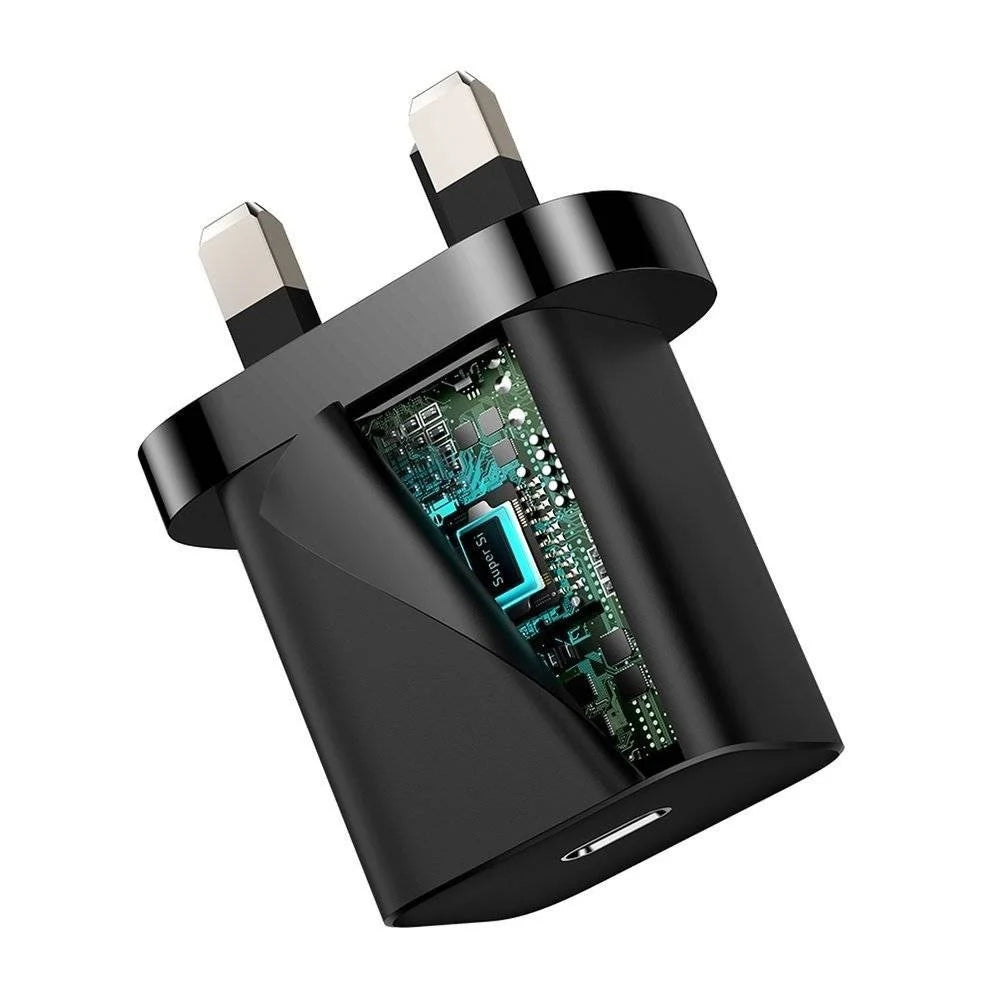 شاحن سريع Baseus GaN5 Mini منفذ واحد 20 واط، أسود (المملكة المتحدة)