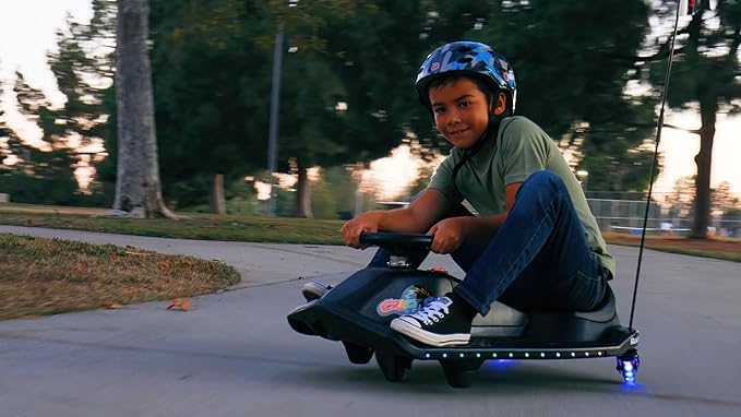 مركبة كهربائية Razor Crazy Cart Shift مع عرض أضواء - سرعة 13 كم/ساعة - 24 لتر - أسود