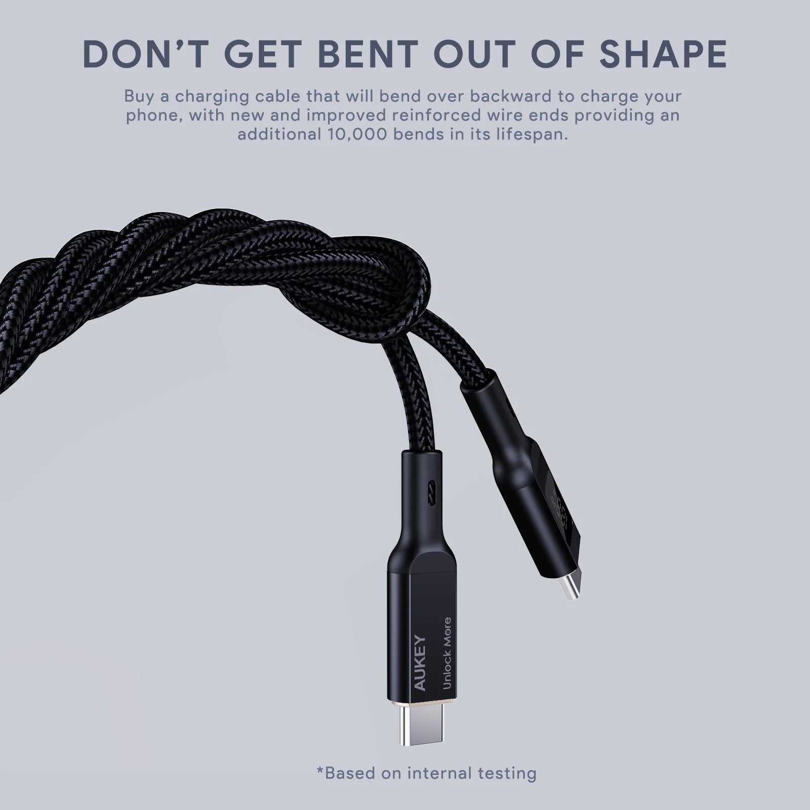 AUKEY 100W PD Nylon Braided USB-C with LCD 1.8M BLK