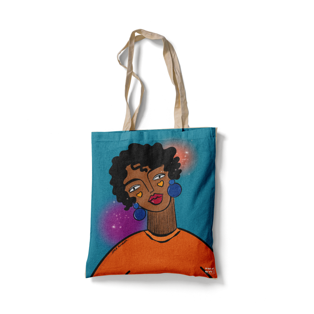 حقيبة قماشية السمراء البراقة