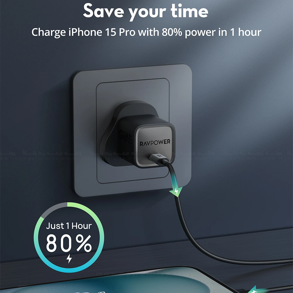 RAVPOWER GaN PD 20W 1C Wall Charger + C-C Cable Combo