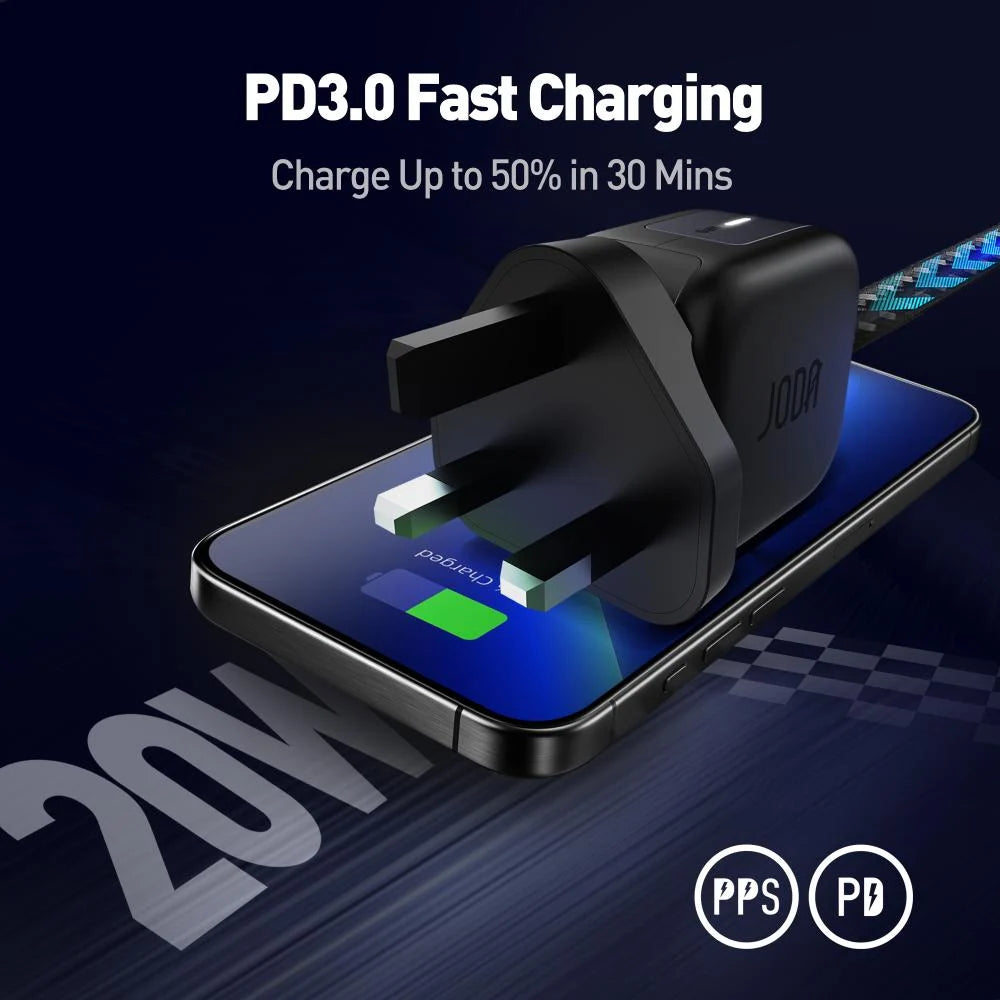 JODA 20W USB-C GaN Wall Charger Black