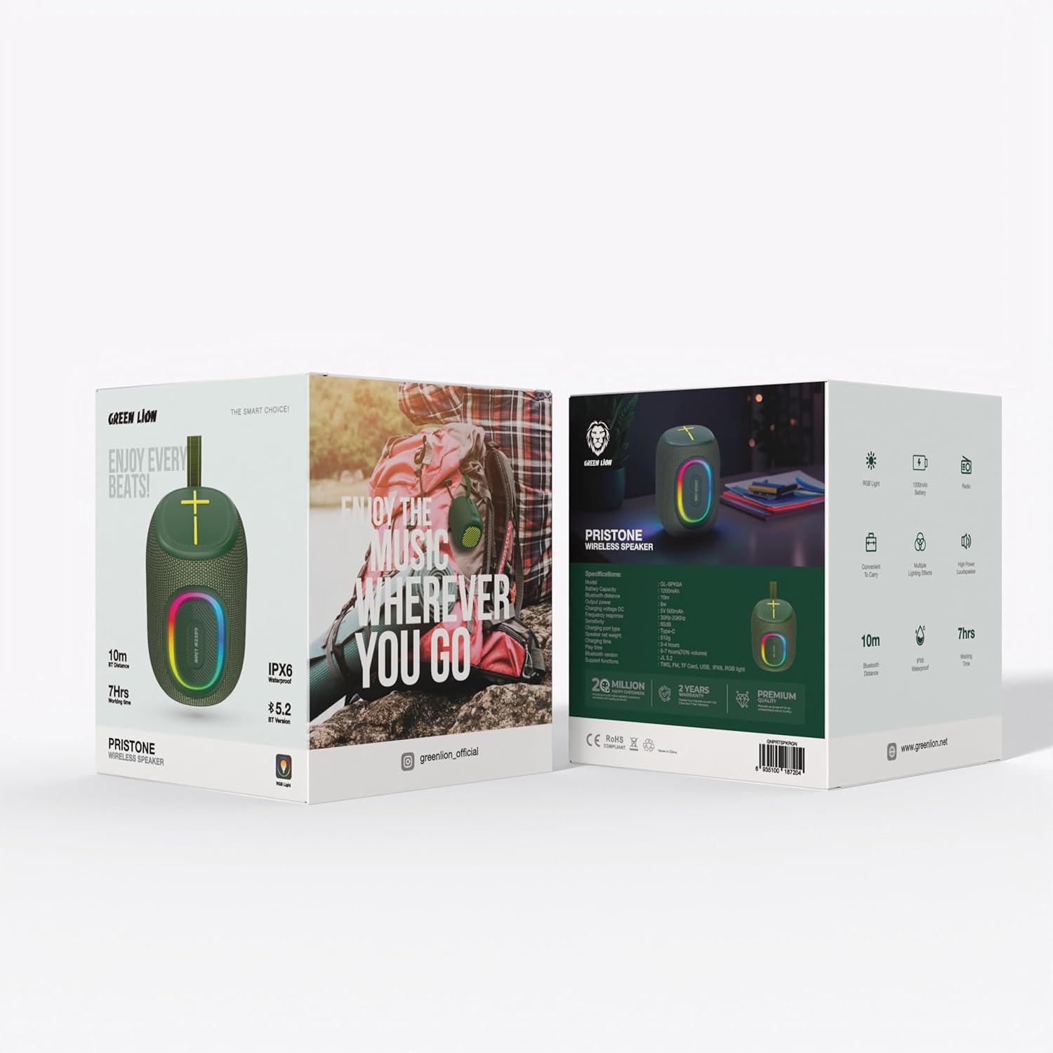 جرين ليون: سماعة Pristone لاسلكية خضراء