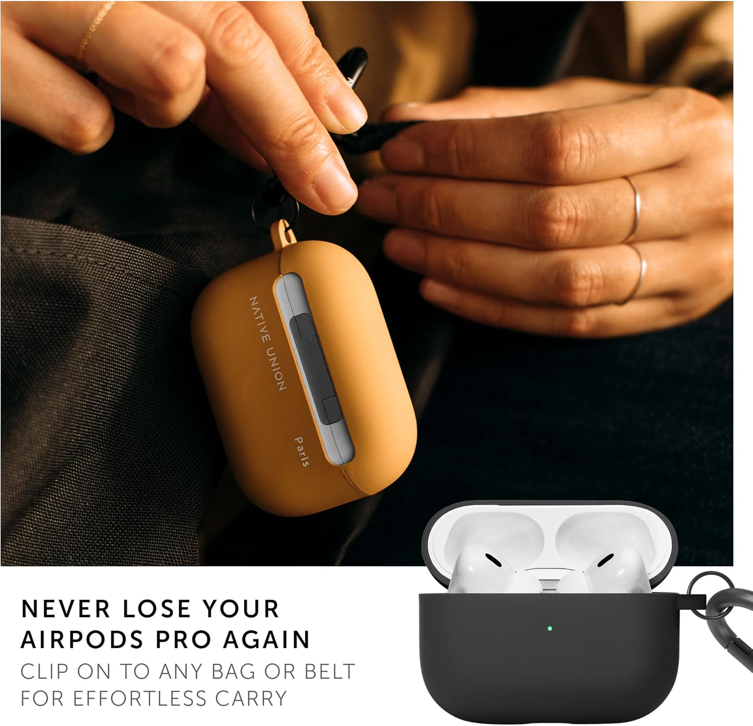 Native Union Roam Case For Airpods Pro Gen2 With Clip Black