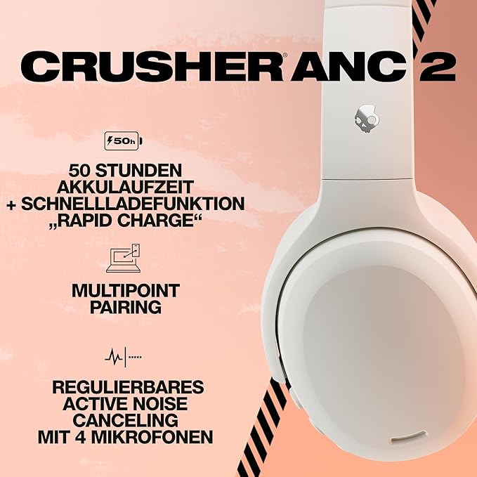 SKULLCANDY CRUSHER ANC 2 WIRELESS OVER-EAR-BONE.ORANGE GLOW
