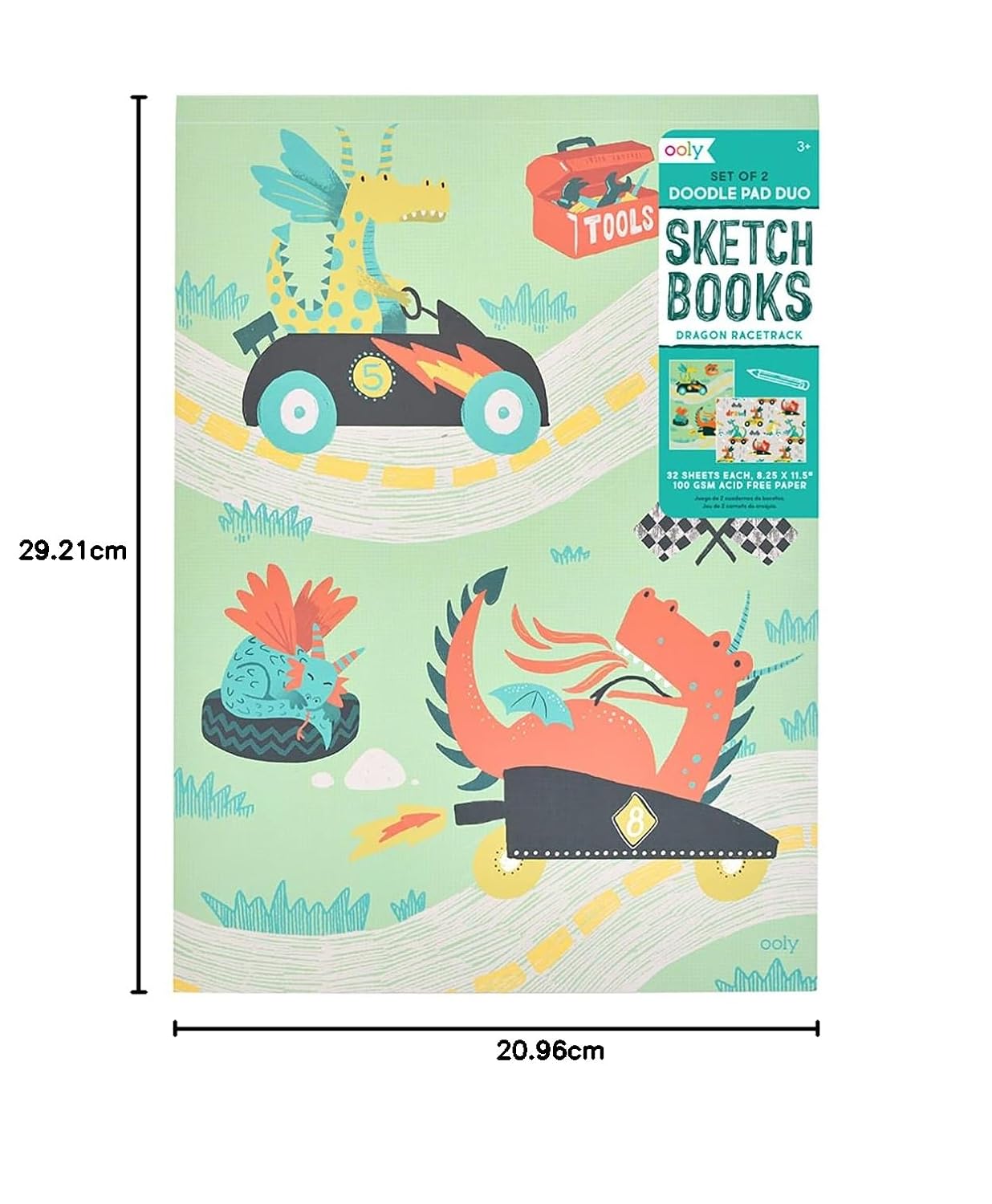Ooly Doodle Pad Duo Sketchbook Dragon Racetrack Set Of 2
