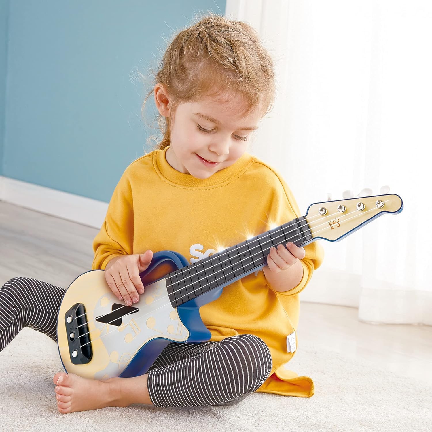 Hape Learn with Lights Electronic Ukulele Blue