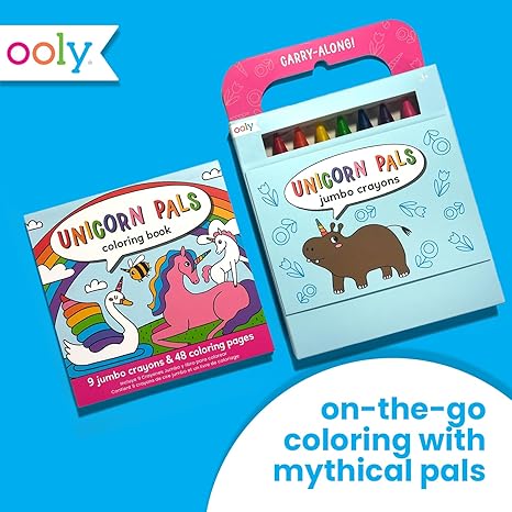 Ooly Carry Along Crayon & Coloring Book Kit Unicorn Pals Set