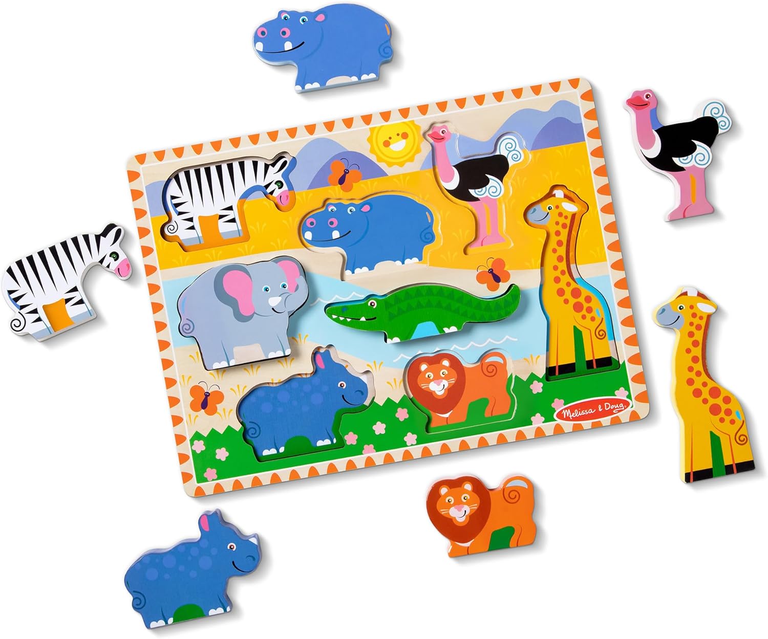 Melissa & Doug Safari Wooden Chunky Puzzle - 8 Pieces