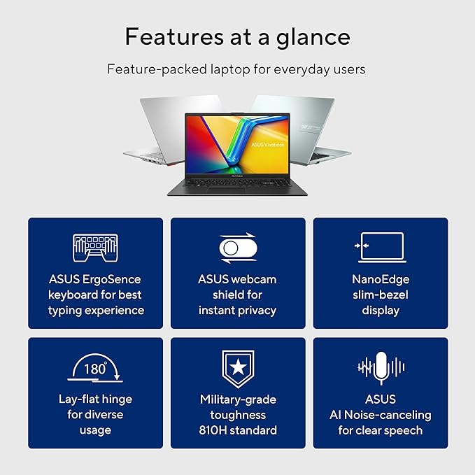 لابتوب فيفو بوك جو i3-N305 - 8 جيجابايت - 256 جيجابايت SSD - ويندوز 11 - فضي - 15.6 إنش